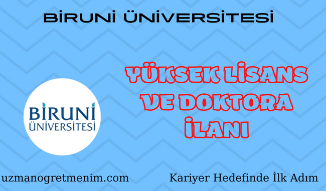 Biruni Üniversitesi 2023 2024 Güz Dönemi Yüksek Lisans ve Doktora İlanı